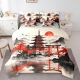 thumbnail image 1 of Homewish Red Maple Leaf 7-Piece Twin Bedding,Traditional Japanese Architecture Bedding Comforter Set,Light Gray Reversible, 1 of 8