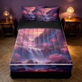 thumbnail image 1 of Homewish Red Moon Mountain Zipper Queen Comforter Set with Fitted Sheet and 2 Pillowcases, Nature Theme Zipper Bedding Set, Black Reversible, 1 of 7