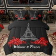 thumbnail image 1 of Homewish Red Rose 7-Piece Bedding Comforter Set,France Prias Eiffel Tower King Bedding Sets,Valentine'S Day Theme Bed Sheets For Men Women,Ultra Soft Home Decor Reversible, 1 of 8