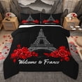thumbnail image 1 of Homewish Red Rose Bedding Comforter Set,France Prias Eiffel Tower Twin Comforter Sets,Valentine'S Day Theme Bedding Set For Men Women,Ultra Soft Home Decor Reversible,2pcs, 1 of 8