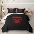 thumbnail image 1 of Homewish Red Sugar Skull Bed Spread Queen,Spooky Halloween Queen Coverlet Set,3pcs, 1 of 7