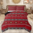 thumbnail image 1 of Homewish Red Triangle Aztec Queen Comforter Set, Western Hippie Bohemian Bedding Sets, Tribal Cowgirl Cowboy Reversible Bedding Comforter Set, Super Cozy Room Decor, 3-Piece, 1 of 8