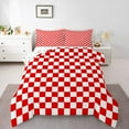 thumbnail image 1 of Homewish Red White Grid 3 Pieces Queen Comforter Set For Kids Children Teens,Geometric Buffalo Ultra Soft Bedding Sets,Minimalist Abstract Bedding Comforter Set,Microfiber Bedroom Decor,Reversible, 1 of 8
