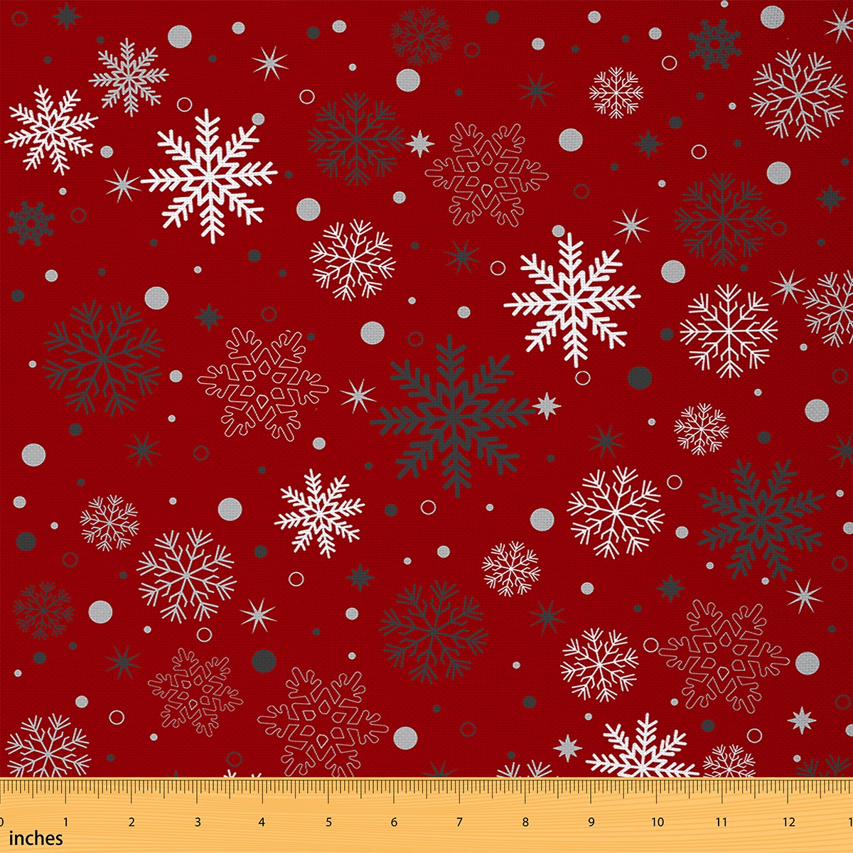 Homewish Red Winter Snowflake 01 for Kids, Merry Christmas Room Decor Fabric by the Yard, Happy New Year Sewing Fabric, Lightweight Room Decor
