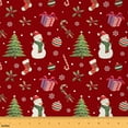 thumbnail image 1 of Homewish Red Xmas Tree Fabric by the Yard 1 Yard for Girls, Kawaii Winter Snowman Room Decor Fabric by the Yard, Santa Claus Gift Sewing Fabric, Luxury Bedroom Decor, 1 of 6