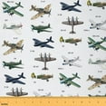 thumbnail image 1 of Homewish Retro Airplane Fabric by the Yard 2 Yard,Aircraft Theme Room Decor Fabric by the Yard,White Green Fabric for Sewing For Boys Teens, Breathable Home Decor, 1 of 6