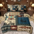 thumbnail image 1 of Homewish Retro Aztec 7 Pieces Bedding Comforter Set,Pike Fish Full Bedding Set,Rustic Farmhouse Cabin Fitted Sheet Flat Sheet For Boys Teens,Microfiber Bedroom Decor Reversible, 1 of 8