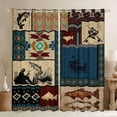 thumbnail image 1 of Homewish Retro Aztec Black Out Curtains,Pike Fish Curtains Pack of 2 (42x63 Each),Rustic Farmhouse Cabin Bedroom Curtains For Boys Teens,Microfiber Bedroom Decor, 1 of 6