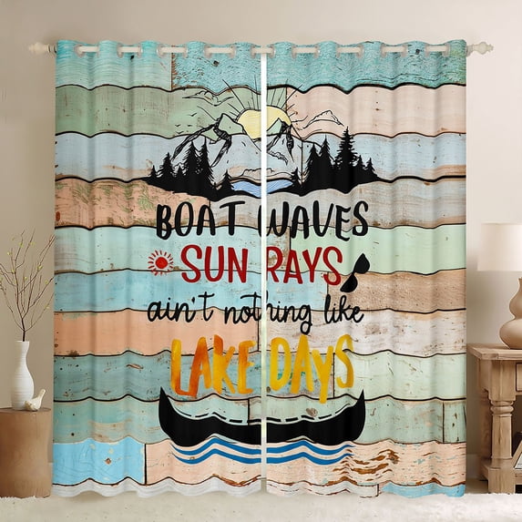 Homewish Retro Boat Blackout Curtains Set of 2 (52x84 Each) for Female Men Adults,Lake House Window Curtains,Rustic Vintage Cabin Curtains and Drapes,Super Cozy Room Decor