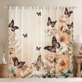 thumbnail image 1 of Homewish Retro Bohemain Butterfly Black Out Curtains,Rustic Flower Floral Curtains Pack of 2 (42x63 Each),Orange Brown Bedroom Curtains For Kids,Luxury Bedroom Decor, 1 of 6