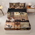 thumbnail image 1 of Homewish Retro Bohemian Aztec Geometric Zipper Twin Comforter Sets with Fitted Sheet and 2 Pillowcases,Western Cowboy Rustic Cowhide Zipper Bedding Set For Men,Black Reversible,4 Pieces, 1 of 7