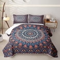 thumbnail image 1 of Homewish Retro Boho Mandala Quilt King,Exotic Peacock Themed King Coverlet Set,Orange Blue,3 Pieces, 1 of 7