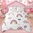 thumbnail image 1 of Homewish Retro Boho Rainbow Queen Comforter Set,Cute Flower Floral Bedding Sets,Brown Stars Pattern Bedding Comforter Set For Girls,Super Cozy Room Decor Reversible,3pcs, 1 of 8