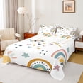 thumbnail image 1 of Homewish Retro Boho Rainbow Queen Sheet Sets,Colorful Stars Print Flat Sheet,Girls Cartoon Print Queen Fitted Sheet For Kids,Breathable Home Decor,4 Pieces, 1 of 7