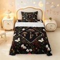 thumbnail image 1 of Homewish Retro Botanical Mushroom Twin Sheets,Floral Butterflies Bedding,Black,3pcs,1 Flat Sheet,1 Fitted Sheet and 1 Pillowcase, 1 of 6