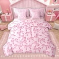 thumbnail image 1 of Homewish Retro Bow Tie 7-Piece Twin Bedding Sets,Kawaii Bowknot Bedding Comforter Set,Dreamy Pink Bow Sheet Sets For Girl,Luxury Bedroom Decor Reversible, 1 of 9