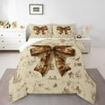 thumbnail image 1 of Homewish Retro Brown Bowtie Bedding Comforter Set,Vintage Bow Ribbon Twin Comforter Sets,Country Flower Floral Bedding Set For Girls Kids,Ultra Soft Home Decor Reversible,2pcs, 1 of 8