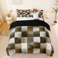 thumbnail image 1 of Homewish Retro Brown Checkerboard Bedding,Aesthetic Artwork Duvet Cover Full,Black Reversible,3pcs,1 Duvet Cover and 2 Pillowcases, 1 of 6