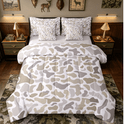 Homewish Retro Camo Camouflage 7-Piece Bedding Comforter Set,Rustic Farmhouse King Bedding Sets,Gray Brown Bed Sheets For Teens,Microfiber Bedroom Decor Reversible