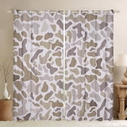 Homewish Retro Camo Camouflage Black Out Curtains,Rustic Farmhouse Curtains Pack of 2 42x63 Each,Gray Brown Bedroom Curtains For Teens,Microfiber Bedroom Decor