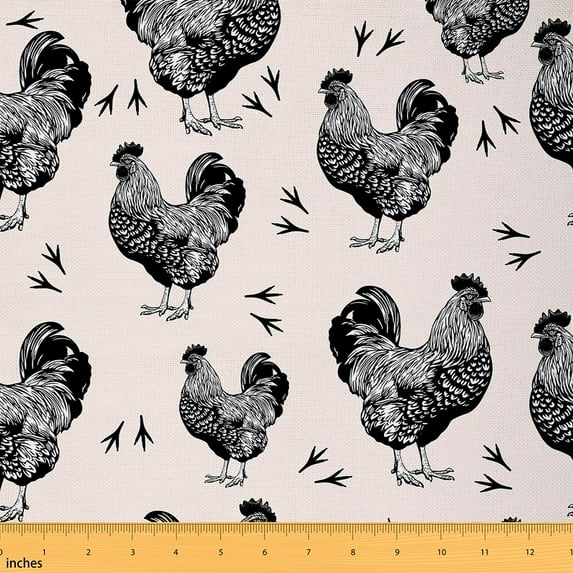 Homewish Retro Chicken Fabric by the Yard 3 Yard,Rustic Farmhouse Cabin Sewing Fabric,Farm Animal Room Decor Fabric by the Yard For Adults,Ultra Soft Home Decor