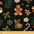 thumbnail image 1 of Homewish Retro Christmas Flower Fabric by the Yard 2 Yard,Cartoon Gingerbread Man Room Decor Fabric by the Yard,Green Brown Black Fabric for Sewing For Girls Boys,Ultra Soft Home Decor, 1 of 6