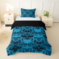 thumbnail image 1 of Homewish Retro Damask Floral Twin Duvet Cover,Happy Halloween Skull Twin Bedding,Black Reversible,2-Piece,1 Duvet Cover and 1 Pillowcase, 1 of 6