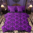 thumbnail image 1 of Homewish Retro Damask Jacquard 7-Piece Twin Bedding Sets,Ancient Baroque Print Bedding Comforter Set,Purple Black Sheet Sets For Boys Girls,Breathable Home Decor Reversible, 1 of 8