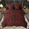 thumbnail image 1 of Homewish Retro Damask Jacquard 7 Pieces Bedding Comforter Set,Baroque Flower Floral Full Bedding Set,Red Black Gorhic Skull Fitted Sheet Flat Sheet,Super Cozy Room Decoration Reversible, 1 of 8