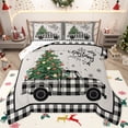 thumbnail image 1 of Homewish Retro Farmhouse Truck Queen Comforter Set for Kids, Green Xmas Tree Bedding Sets, Merry Christmas Reversible Bedding Comforter Set, Super Cozy Room Decor, 3-Piece, 1 of 8