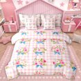 thumbnail image 1 of Homewish Retro Flower Floral 7-Piece Twin Bedding Sets,Pink Plaid Grid Bedding Comforter Set,Blue Bow Knot Ribbon Sheet Sets For Girls Teens,Microfiber Bedroom Decor Reversible, 1 of 8