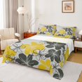 thumbnail image 1 of Homewish Retro Flower Twin Sheet Sets,Rustic Plant Twin Fitted Sheet,Yellow Black Gray Flat Sheet For Kids,Ultra Soft Home Decor,3pcs, 1 of 7