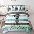 thumbnail image 1 of Homewish Retro Lake House Bedding Comforter Set 7pcs for Adult, Blue Green Rustic Cabin Queen Bedding Sets, Plant Botanical Reversible Queen Sheet Sets, Luxury Bedroom Decor, 1 of 7