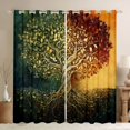 thumbnail image 1 of Homewish Retro Nature Tree Blackout Curtains Set of 2 (52x84 Each),Vintage Botanical Curtain,Green Orange, 1 of 6