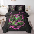 thumbnail image 1 of Homewish Retro Neon Dragon 7 Pieces Full Size Bedding Sets,Magic Wildlife Full Size Bed in a Bag,Pink Green,Black Reversible, 1 of 8