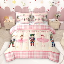 Homewish Retro Nutcracker 7-Piece Twin Bedding Sets,Cute Ballet Princess Bedding Comforter Set,Merry Christmas Sheet Sets For Teens,Ultra Soft Home Decor Reversible