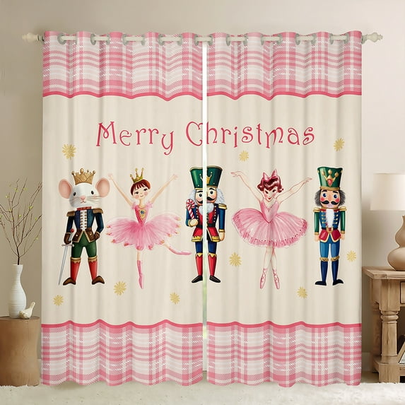 Homewish Retro Nutcracker Black Out Curtains,Cute Ballet Princess Curtains Pack of 2 (42x63 Each),Merry Christmas Bedroom Curtains For Teens,Ultra Soft Home Decor