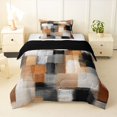thumbnail image 1 of Homewish Retro Orange Checkerboard Twin Comforter Sets,Vintage Geometric Art Bedding Set,Black Reversible,2-Piece,1 Comforter and 1 Pillowcase, 1 of 7