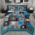 thumbnail image 1 of Homewish Retro Plaid Pattern Full Size Comforter Sets,Modern Geometric Check Bedding Comforter Set,Gray Blue Bedding Sets For Teens,Microfiber Bedroom Decor Reversible,3pcs, 1 of 8