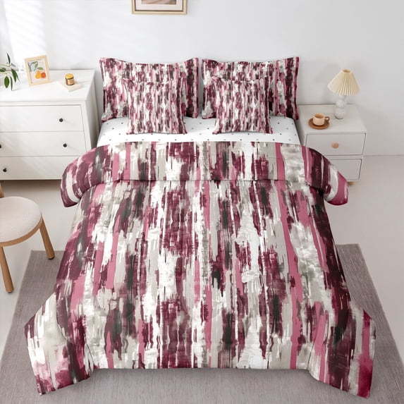 Homewish Retro Red 7-Piece King Bedding,Contemporary Aesthetic King Bed in a Bag,Reversible