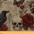thumbnail image 1 of Homewish Retro Romantic Skeleton Fabric by the Yard 1 Yard, Red Anniversary Rose Room Decor Fabric by the Yard, Gothic Crow Butterfly Sewing Fabric, Breathable Home Decor, 1 of 6