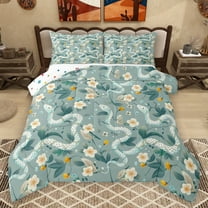 Homewish Retro Rustic Flower Bedding Comforter Set,Green Snake Twin Comforter Sets,Country Floral Bedding Set For Boys Girls,Microfiber Bedroom Decor Reversible,2-Piece