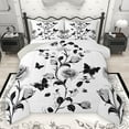 thumbnail image 1 of Homewish Retro Rustic Flower Full Size Comforter Sets,Cartoon Butterfly Bedding Comforter Set,White Gray Bedding Sets For Girls Kids,Microfiber Bedroom Decor Reversible,3-Piece, 1 of 8
