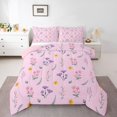 thumbnail image 1 of Homewish Retro Rustic Flower Queen Comforter Set,Cartoon Floral Daisy Bedding Sets,Pink Purple Bedding Comforter Set For Girl Kids,Microfiber Bedroom Decor Reversible,3 Pieces, 1 of 8
