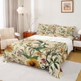 thumbnail image 1 of Homewish Retro Rustic Flower Queen Sheet Sets,Country Floral Sunflower Flat Sheet,Green Beige Queen Fitted Sheet For Girls,Ultra Soft Home Decor,4-Piece, 1 of 7