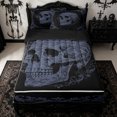 thumbnail image 1 of Homewish Retro Skeleton Skull Zipper Twin Comforter Sets with Fitted Sheet and 2 Pillowcases for Teens, Slate Blue Baroque Floral Zipper Bedding Set, Black Reversible, 4 Pieces, 1 of 6