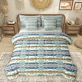 thumbnail image 1 of Homewish Retro Southwestern Aztec 7pcs Bedding Comforter Set,Rustic Western Boho Queen Bedding Sets,Beige Blue Queen Sheet Sets For Adult,Ultra Soft Home Decor Reversible, 1 of 8