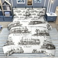 thumbnail image 1 of Homewish Retro Steam Engine 7pcs Bedding Comforter Set,Western Train Transportation Queen Bedding Sets,White Gray Queen Sheet Sets For Boys,Breathable Home Decor, 1 of 8