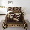 thumbnail image 1 of Homewish Retro Texas Stars Bedding Comforter Set,Rustic Farmhouse Cowhide Twin Comforter Sets,Brown Beige Bedding Set For Boys Kids,Breathable Home Decor,2-Piece, 1 of 9