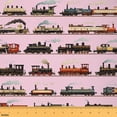 thumbnail image 1 of Homewish Retro Train 01 for Teen, Steam Locomotive Room Decor Fabric by the Yard, Pink Cartoon Vehicle Sewing Fabric, Luxury Bedroom Decor, 1 of 6